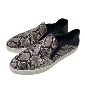 Vince Garvey‎ Slip On Leather Snake Print Shoes Women's 9.5 Black Grey Ivory